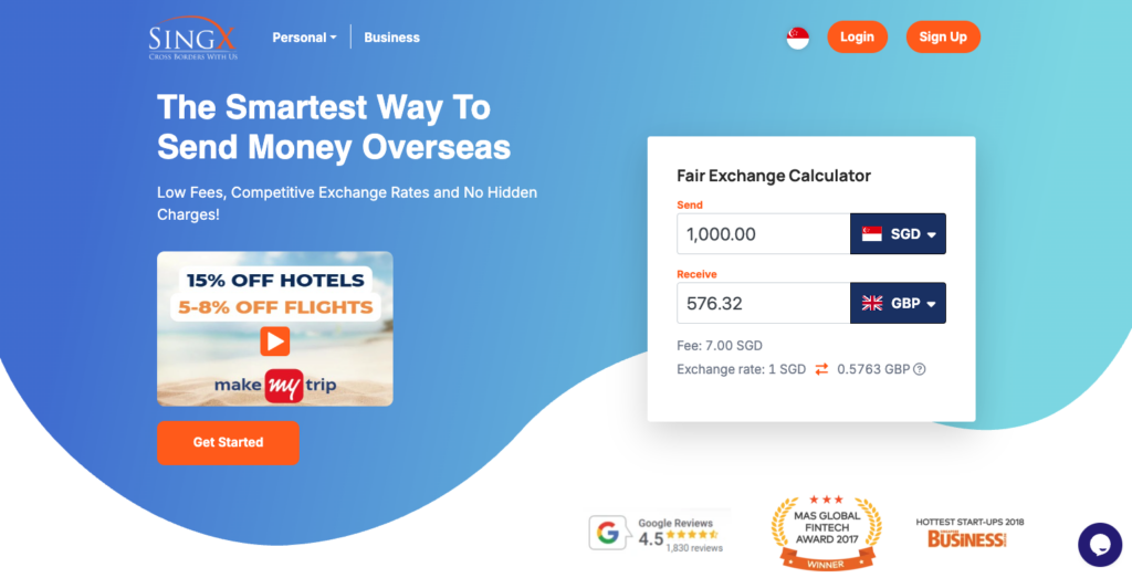 singx international money transfer singapore